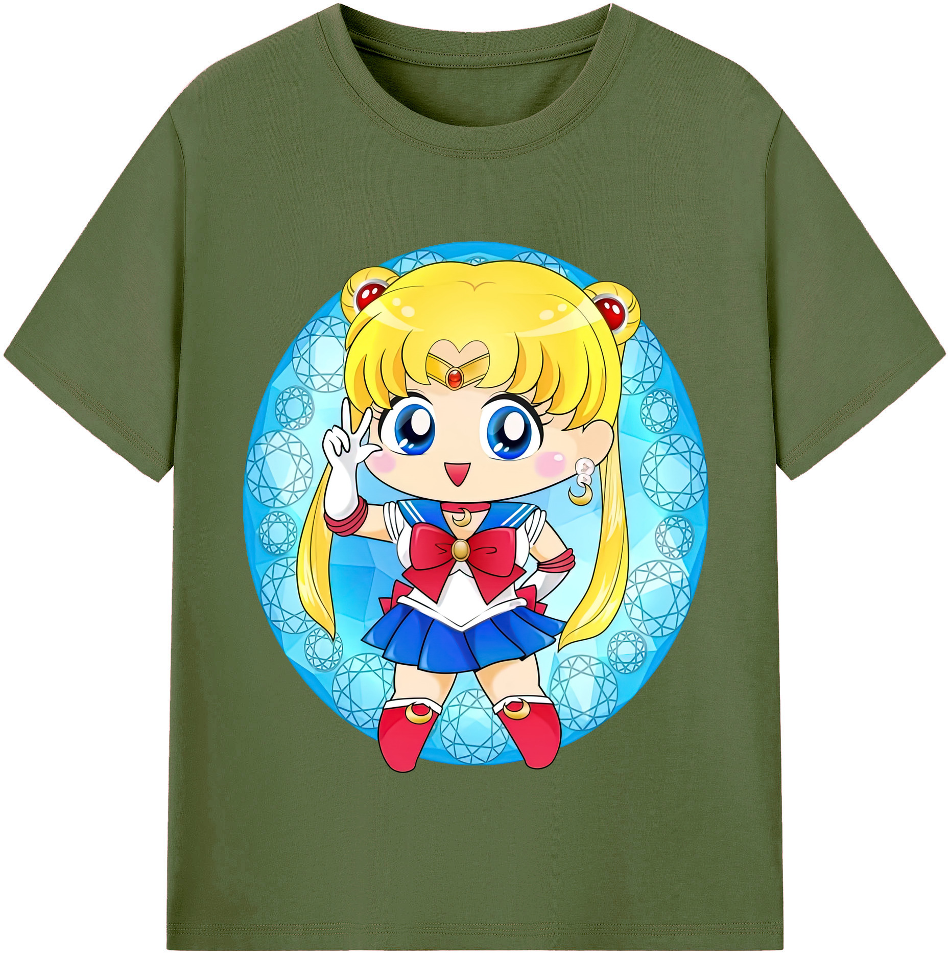 （画像用） 美少女戦士セーラームーン 月野 うさぎ つきの うさぎ Sailor Moon Tsukino Usagi 綿100％半袖Tシャツ（フロントプリント）